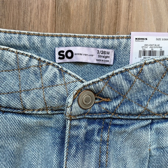 So Super high rise straight woven denim jean pant quilted design waistband 3 26 - Picture 11 of 17